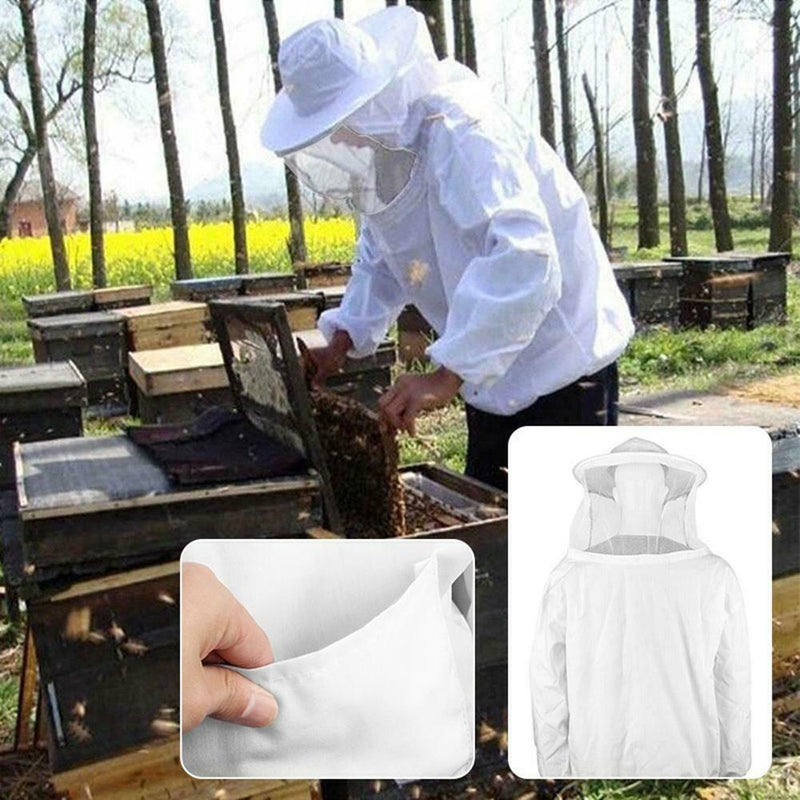 1pc Protective Beekeeping Suit Safe Gloves Veil Hood Full Body Bite Protection