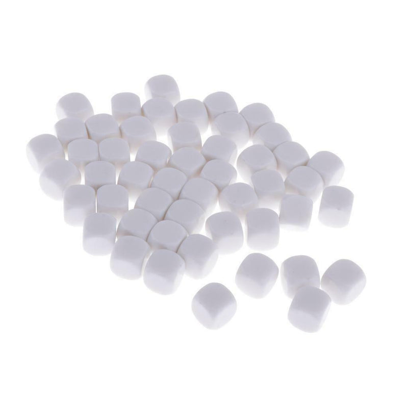 50Pieces Square Edge Blank Dices D6 Six Sided RPG Gaming Dice Gift 18mm