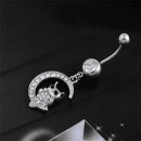 White Moon Owl Pendant Navel Piercing Women Belly Button Ring Piercing JewelrSP