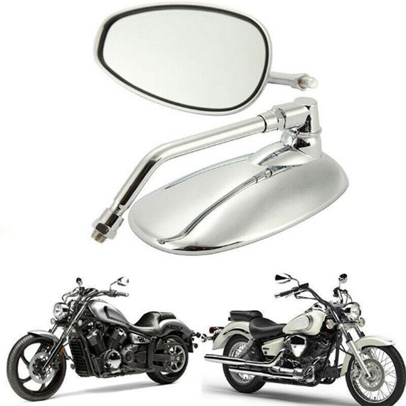 2PCS Motorcycle Oval Chrome Rear View Glasses Mirror For Ducati KTM KawasakiJ 3C