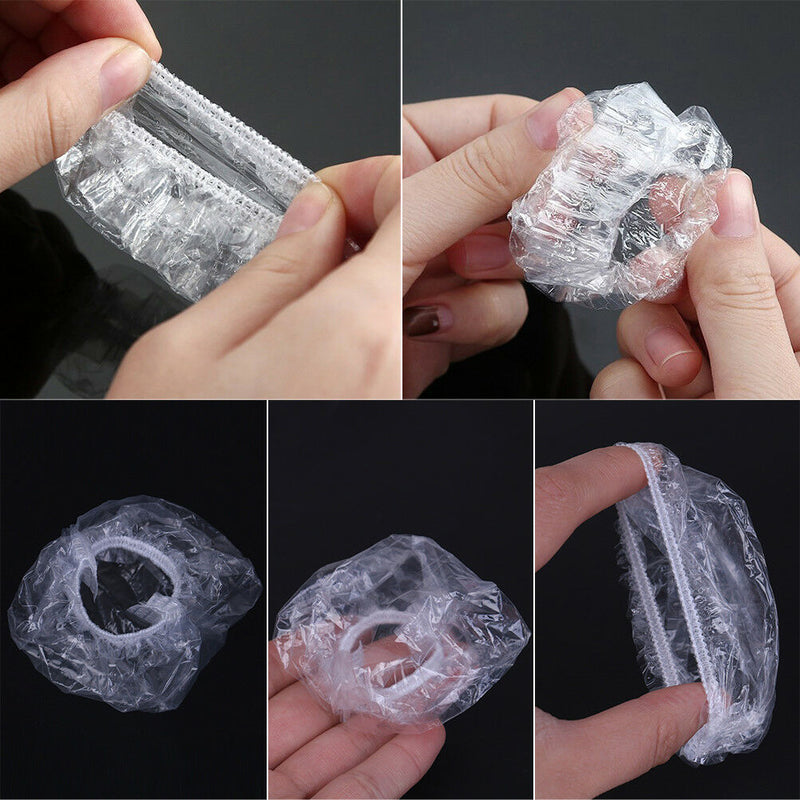 100pcs Disposable Plastic Waterproof Ear Protector Cover Dye Shield Protection