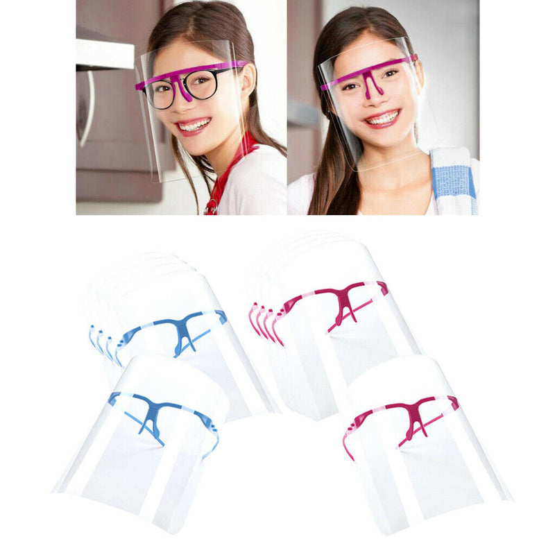 10Pcs Safety Full Face Shield Guard Reusable Clear Goggles Anti-Spitting