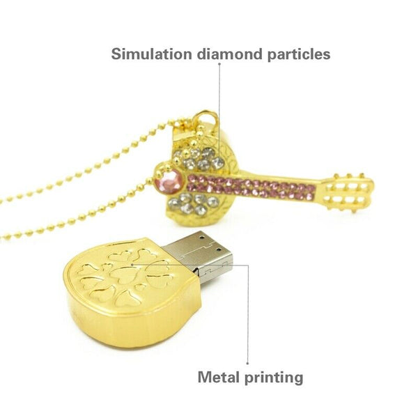 Usb Flash Drive Color Diamond Metal Full Pen Drive U Disk Crystal Guitar Dr