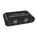 2 In 1 Out HDMI KVM Switch For Printer Dual USB Universal Aluminum Alloy Meeting