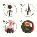 Reusable Stainless Steel Refillable Coffee Capsule+Tamper for Nespresso (B) A