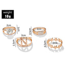 4pcs Rhinestone Ring Star Geometric Knuckle Ring Women Wedding Jewelry Gift A