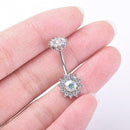 Beauty Navel Belly Button Rings Bar Crystal Flower HOT Body Dangle Piercing F6M9