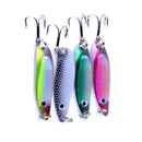 4Pcs/Set Colorful Trout Spoon Metal Fishing Lures Sequins Baits Bass Tackle Kit