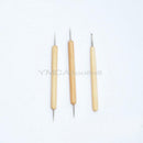 3 in 1 Wooden Polymer Clay Pottery Ball Stylus Sculpting Carving Modeling Tools