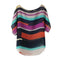 Short Bat Sleeve Stripes Splicing Women Blouse Summer Chiffon Tops (XL)