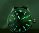 38.9mm Black Watch Dial + Hands Fit ETA 6497 Watch Movement Green Luminous