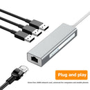 USB to 5Gbps USB 3.0 RJ45 10/100Mbps Wired Ethernet Adapter Hub (Grey)