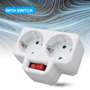 German/EU Plug Conversion Socket 1 to 2 Way Power Adapter w/Outlet Switch