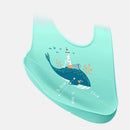 Cartoon Silicone Kids Bib Waterproof Baby Feeding Adjustable Apron (Green)