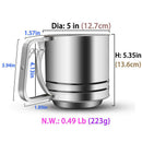 Stainless Steel Flour Sifter Large Baking Sieve Cup for Powdered Sugar