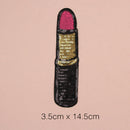 4x Iron on Embroidered Motif Applique Glitter Lipstick Makeup Sequin Patches