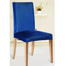 Stretch Short Dining Room Chair Seat Cover Slipcovers Removable Dark Blue