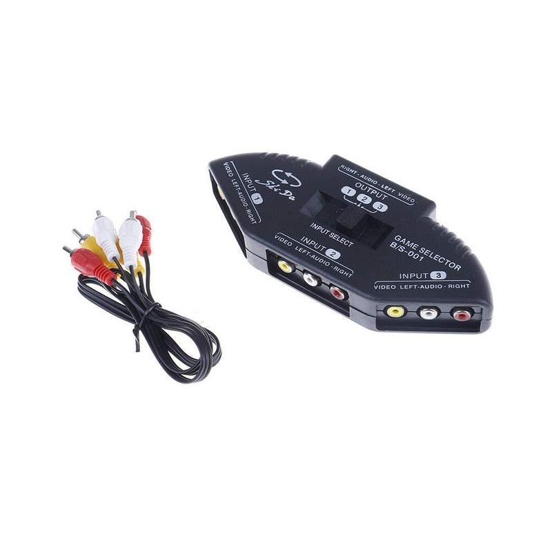 3 way audio video av rca switch switcher splitter with cable OZ