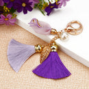 New Charm Fashion Leather Rose Flower Key Chain Cute Tassel Flower Key Chai
