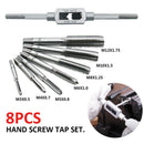 8pcs Hand Screw Thread Metric Plug Tap With Wrench Set M3/M4/M5/M6/M8/M10/M12