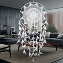 White Hook Flower Dream Catcher Feather Bead Hanging Decor Ornament