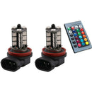 New 2PCS 27 SMD 9005 5050 LED RGB LED Car Fog Light Lamp Bulb + Remote C MOV