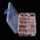 200pcs Assorted Crush Copper Washer Gasket Set Flat Ring Seal Kit W/ Box