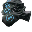 6Pcs/Set Golf Iron Headcovers PU Leather Case Protector for 50-60 Degree(Black)