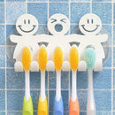 Smile Face Toothbrush Holder 5 Suction Cups Wall Tooth Holders! Sticky Brus X6Q2