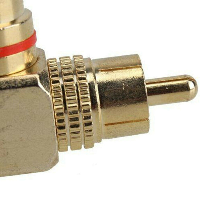 1 Male Plug To 2 Female Video Audio Splitter RCA Plug Angled Plug