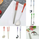 3 Set Chopsticks and Spoon Stainless Steel Set Tableware With Storage Box Gift