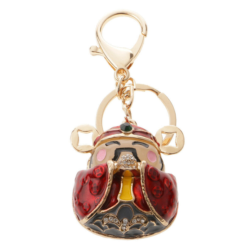 Chinese God of Wealth Fortune Keychain Keyring Charm Pendant New Year Gift