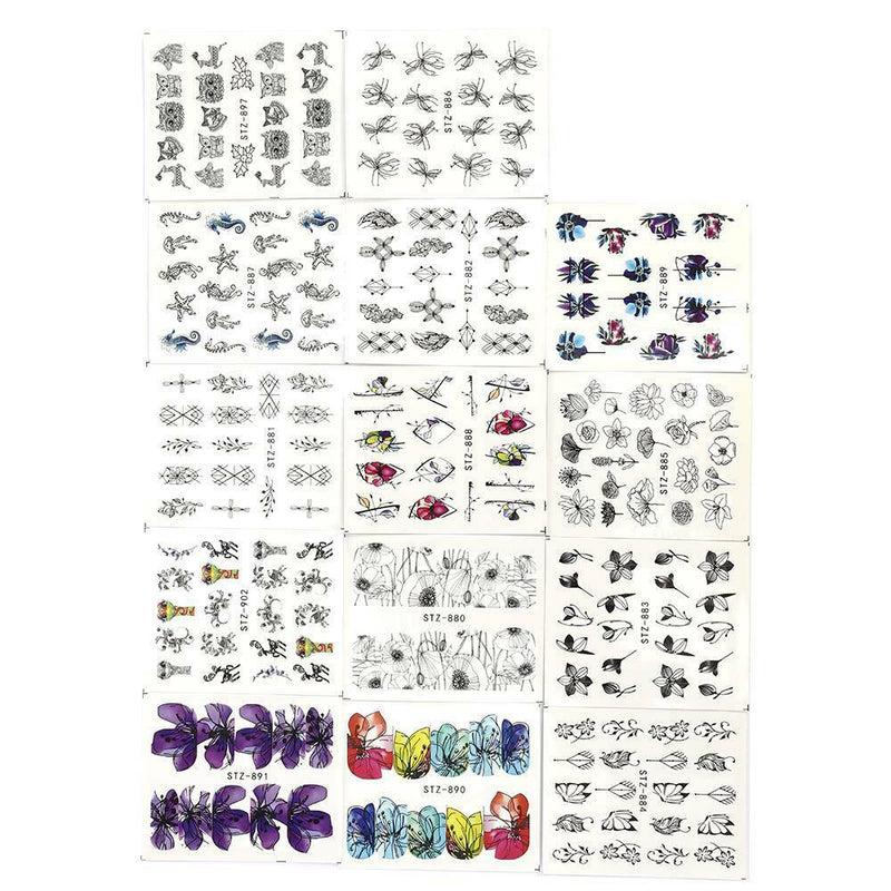 14pcs Butterfly Nail Stickers Water Transfer Decals Nail Art Decor Tips Art