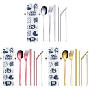 Dinnerware Set Stainless Steel Portable Cutlery Chopsticks Fork Spoon with  K9S2
