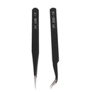 Nail Art Rhinestones Eyelashes Extension Straight & Curved Tweezers Tool Se