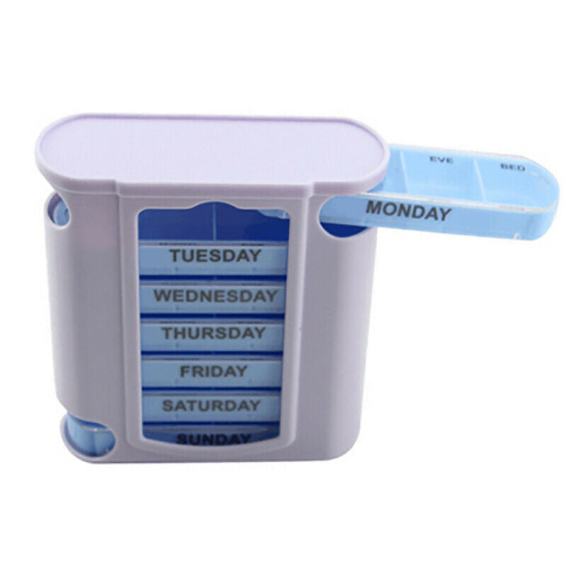 28 Compartment Pill Box 7 Day Weekly Medicine Storage Organizer Container Case