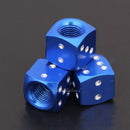 4x Aluminum Alloy Dice Style Car Tire Tyre Wheel Valve Stem Caps Dust Cover Blue