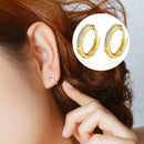 Round Crystal Heart Hoop Ear Stud Earrings 2 Pairs Women Wedding Bridal DIQ