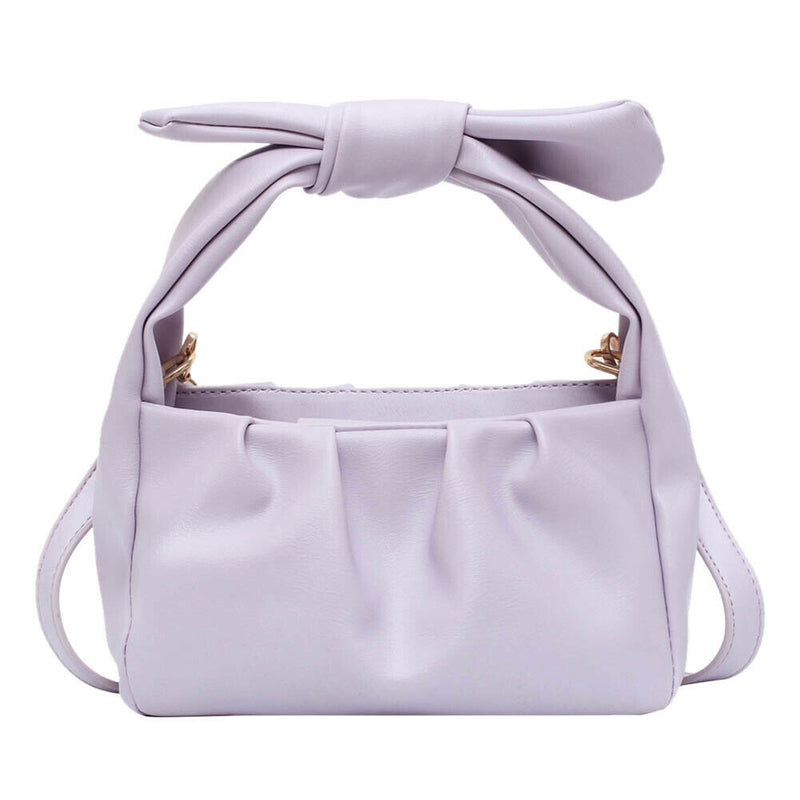 Retro Women Tote Bag Soft PU Shoulder Handbag Female Cloud Clutch (Purple) A