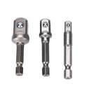 3pcs Chrome Vanadium Steel Socket Adapter Set Hex Shank to 1/4" 3/8" 1/2"â„–[