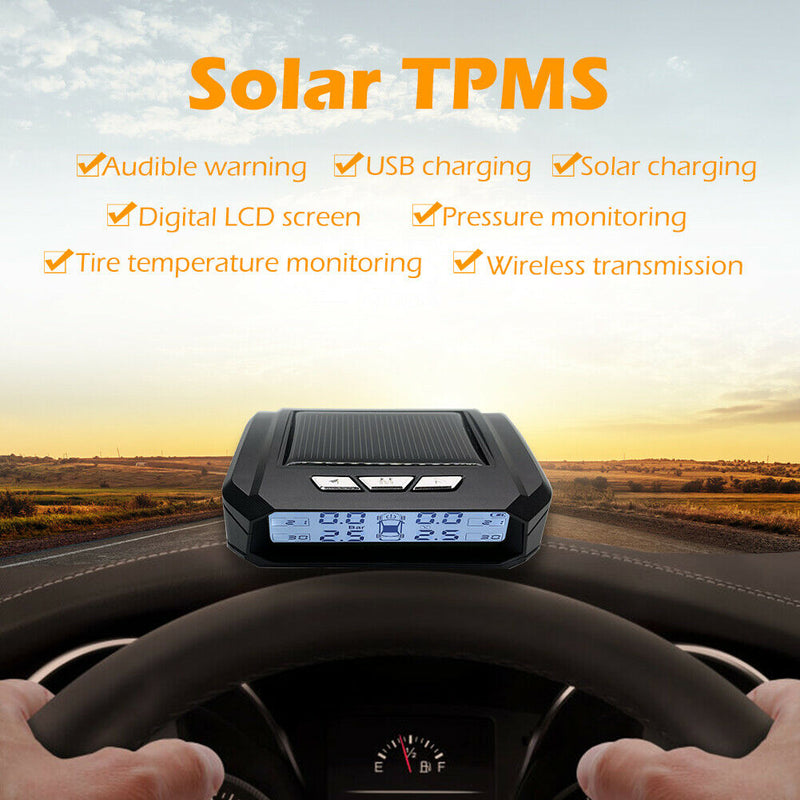 AN05 Solar Car TPMS Tire Pressure Monitoring Temp Alarm System (External)