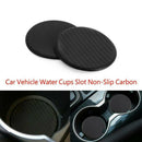 2Pack Black Silicone Carbon Fiber Car Cup Holder Pad Water Cup Slot Non-Slip Mat