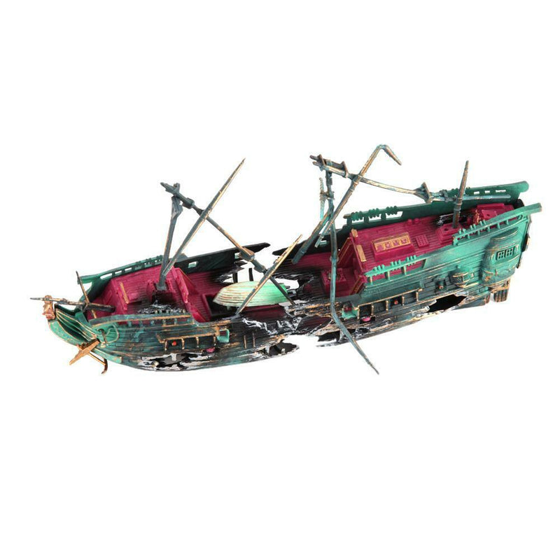 Aquarium Ornament Ship Air Split Shipwreck Fish Tank Decor Sunk Wreck Boat