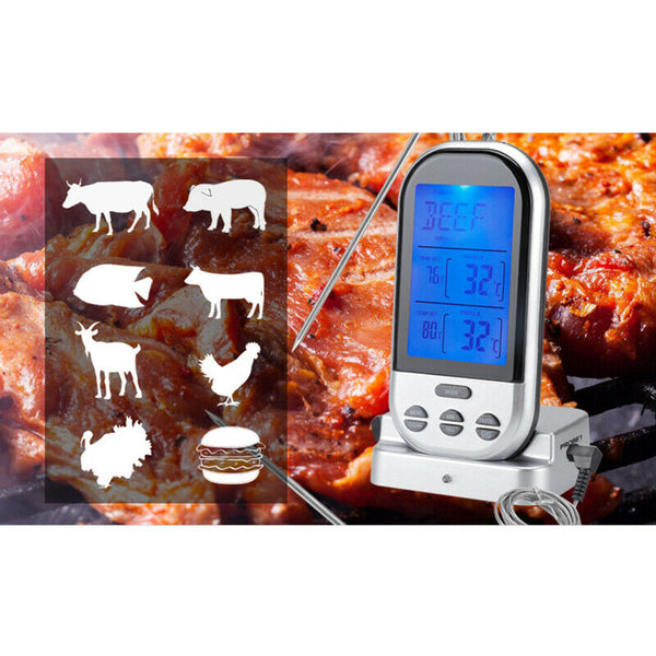 Food Meat BBQ Thermometer Digital Wireless Dual 2 Probe Cooking Thermometer