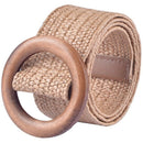Braided Belt With Wooden Buckle Ladies Casual Solid Luxury Fashion Dress Su