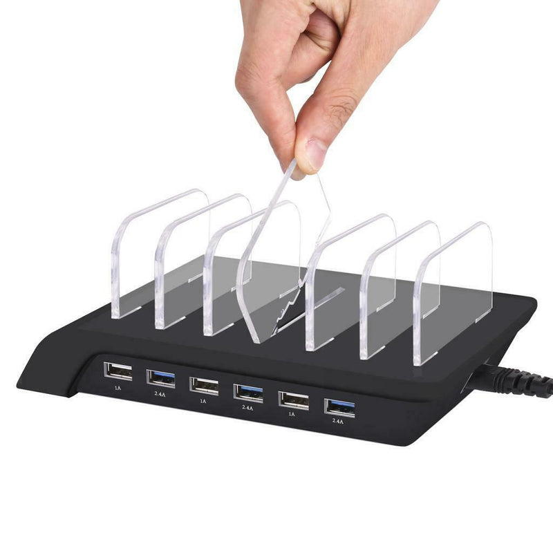 Multi Port Fast Charging USB Phone Charger Station Dock Stand AU Plug Black
