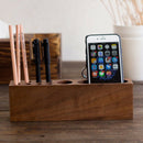 Wooden Black Walnut Card Holder Cell Phone Business Card Storage Box Deskto S2N9