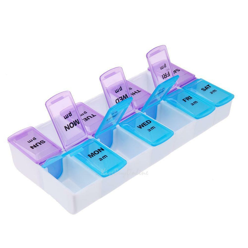 14 Slot 7 Day Pill Organizer Box Weekly Case Holder Travel Medication Reminder
