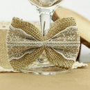 Wedding Party Home Ornaments White Lace Natural Burlap Bowknot Bows Decor
