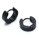 5X(Pair Men's Hoop Huggie Earrings Titanium Steel 4mm x 9mm Black W2H9)